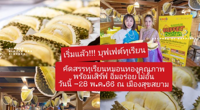 คุ้มเวอร์!!! บุฟเฟต์ทุเรียน คัดสรรทุเรียนหมอนทองคุณภาพพร้อมเสิร์ฟ อิ่มอร่อยไม่อั้น ณ เมืองสุขสยาม