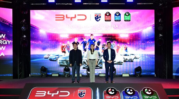 BYD ประกาศสนับสนุนฟุตบอลทีมชาติไทย และไทยลีกอย่างเป็นทางการ ภายใต้แนวคิด “BYD ชาร์จพลังบอลไทย” ขับเคลื่อนวงการลูกหนังด้วยพลังงานแห่งอนาคต